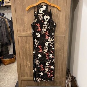 Linen Lux Small Midi Dress Hawaiian floral print